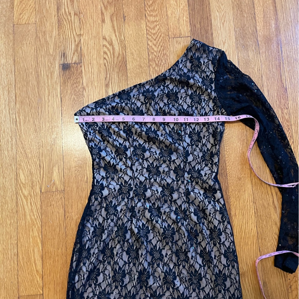 Vintage Forever 21 Asymmetrical Lace one Sleeve Top small - Picture 7 of 9